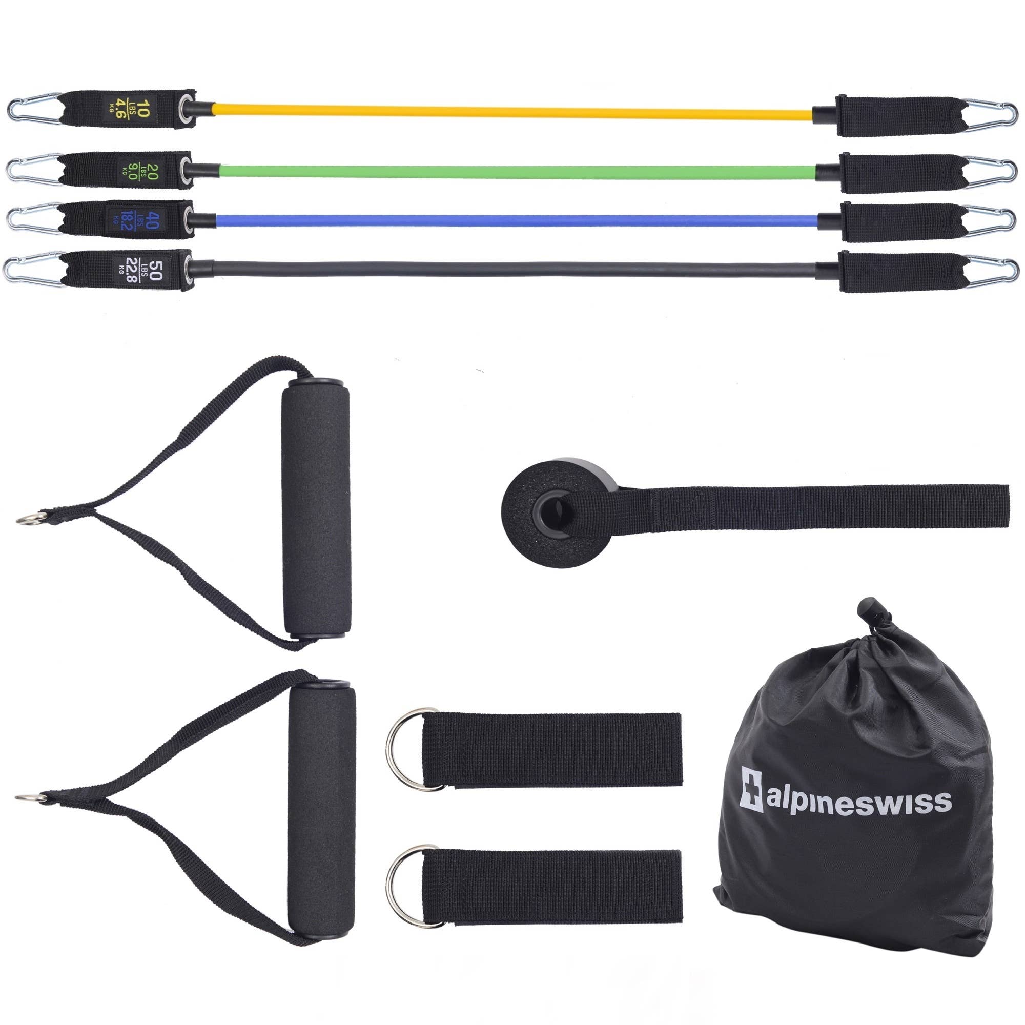 Alpine Swiss - Wholesale Fitness Equipment - Exercise Resistance Bands with Handles Workout Fitness Tube1