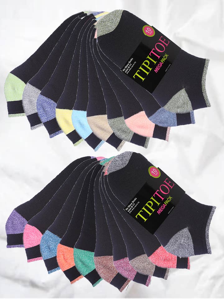 Isadora, Tipi toe, & James Fiallo - Wholesale Socks – Women's - Tipi Toe Women 10 Pack Tip Toe Colored Ankle Socks4
