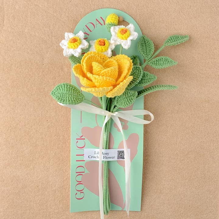 Crochet Rose Poppies flower bouquet , Handmade holiday gifts for wholesale by Lilyrosy(Duty free)