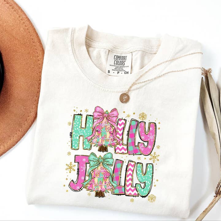 Comfort Colors - Holly Jolly grafisch T-shirt, kerstshirt voor wholesale door Printliss