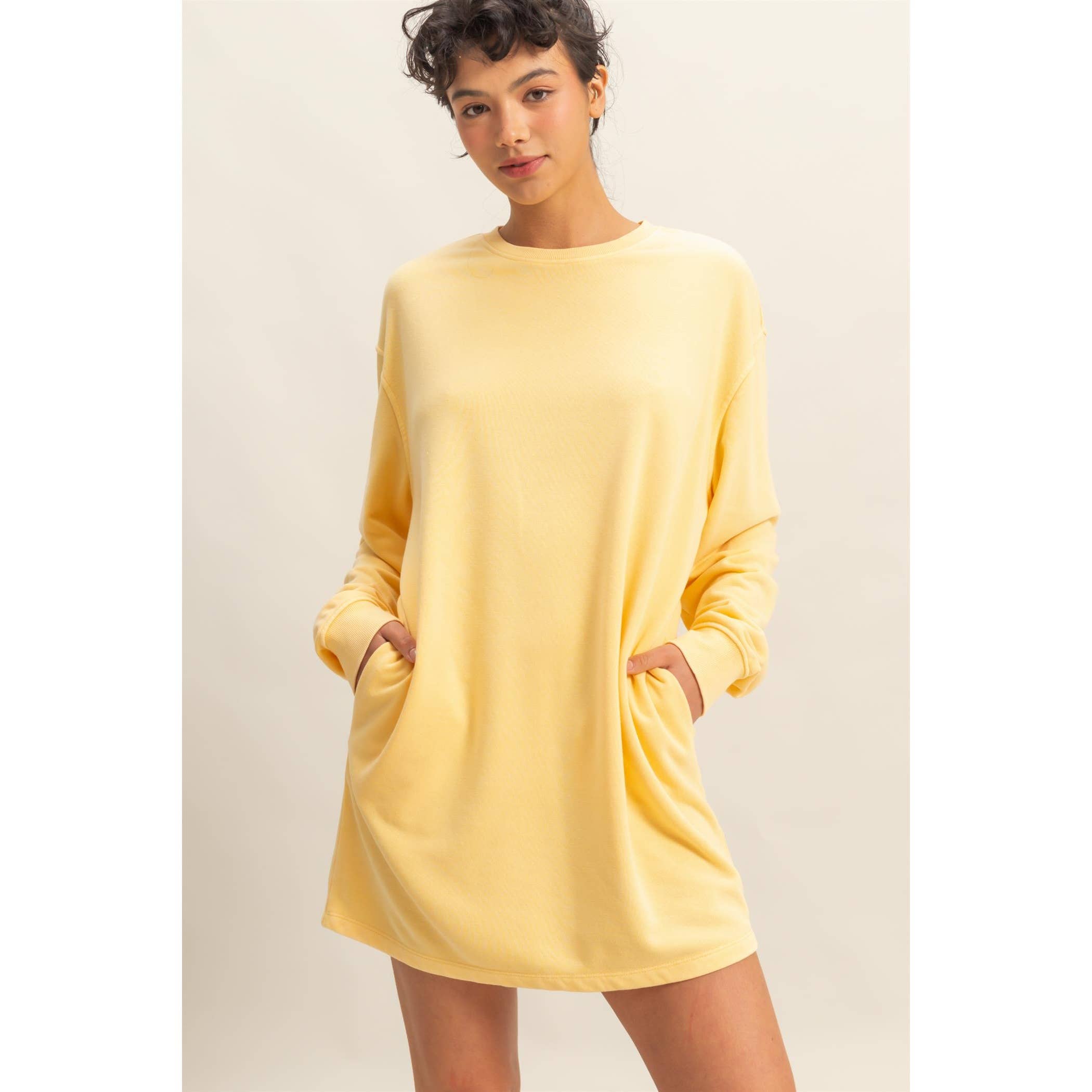 Double Zero - Wholesale Dress - Women's - Long Sleeve Oversized Mini Dress36