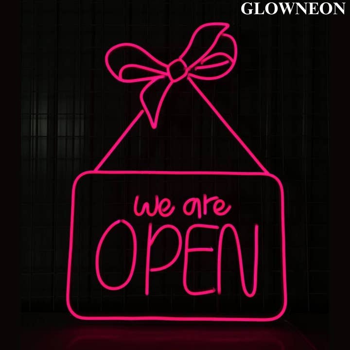 Panneau au néon We Are Open Logo, panneau LED mural Open Business pour la vente par Glow Neon