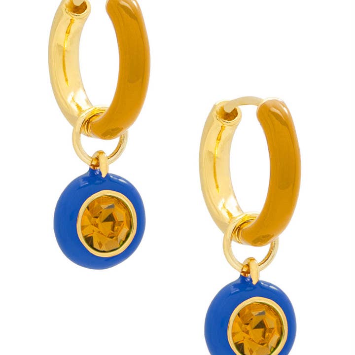 ZENZII Jewelry - Wholesale Dangle Earrings - 2-in-1 Enamel and Crystal Drop Earring
