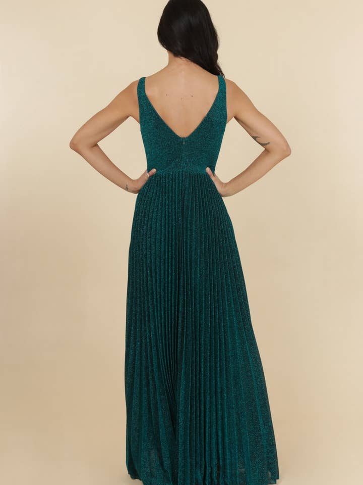 Lautinel - Wholesale Gown - Women's - V-neck pleated evening dress R18323
