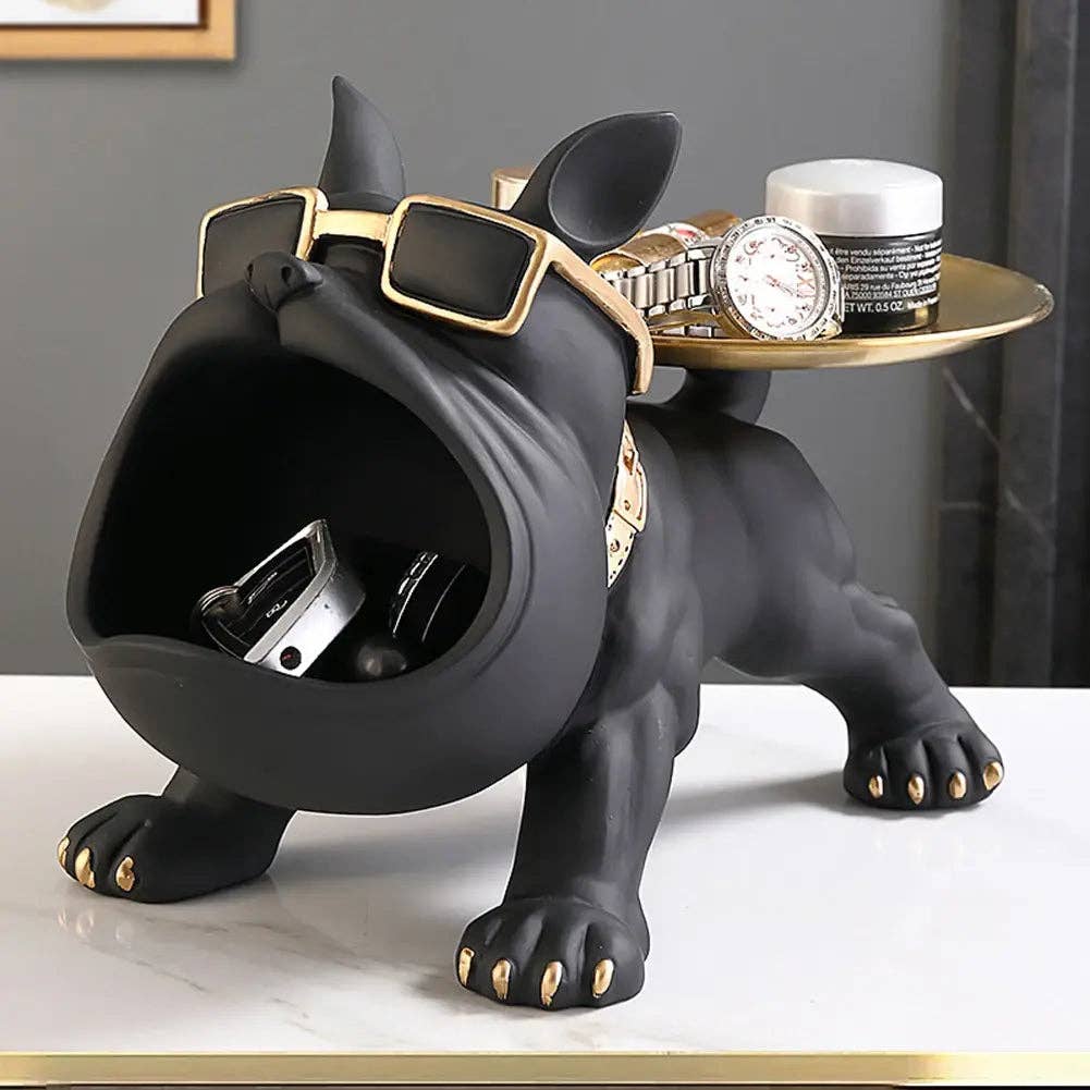 BlakOutlet – wholesale Sculpture – French Bulldog Sculpture Dog Statue with Tray8