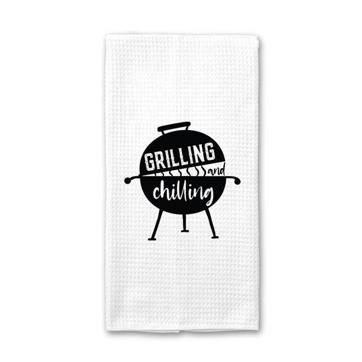 Canary Road - Wholesale Tea Towel - Grilling & Chilling Kitchen Towel, BBQ Dish Towel, Dad Gift