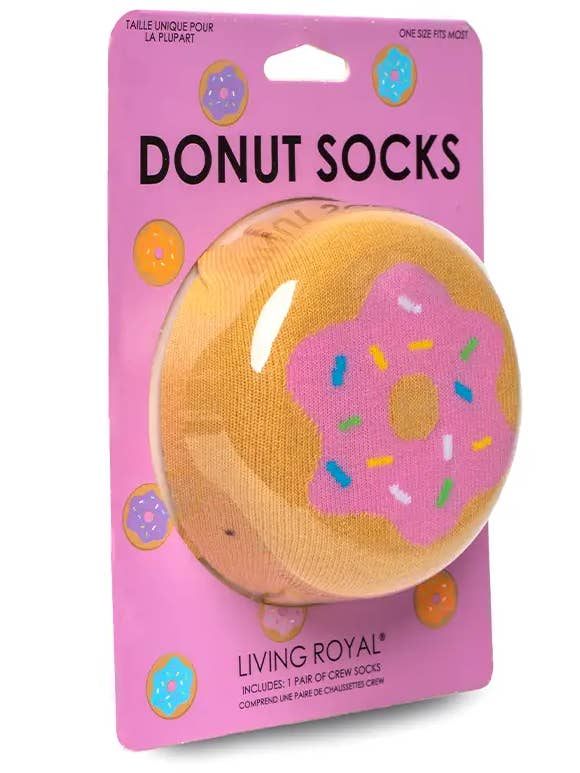 Living Royal - Wholesale Socks - Unisex - 3D Packaged Crew Socks - Donut w/ Sprinkles - Orange