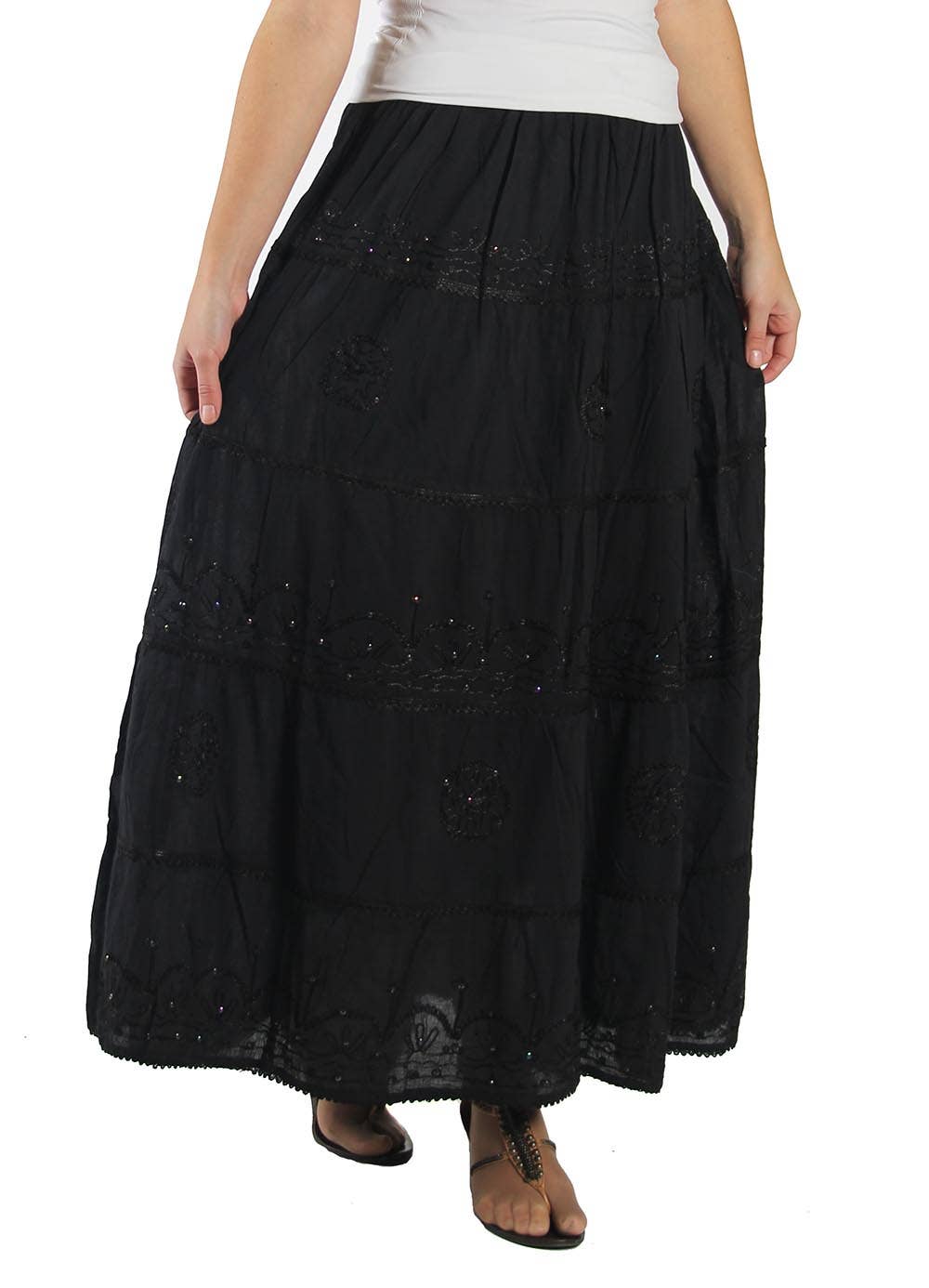 Lungta Imports - Vente Jupe – femme - Jupe longue en coton bohème hippie gitane pour femme25