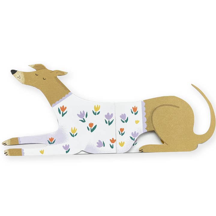 Bunny, Long Doggo Shaped Extendable Card for wholesale by Bryony Moss Illustration