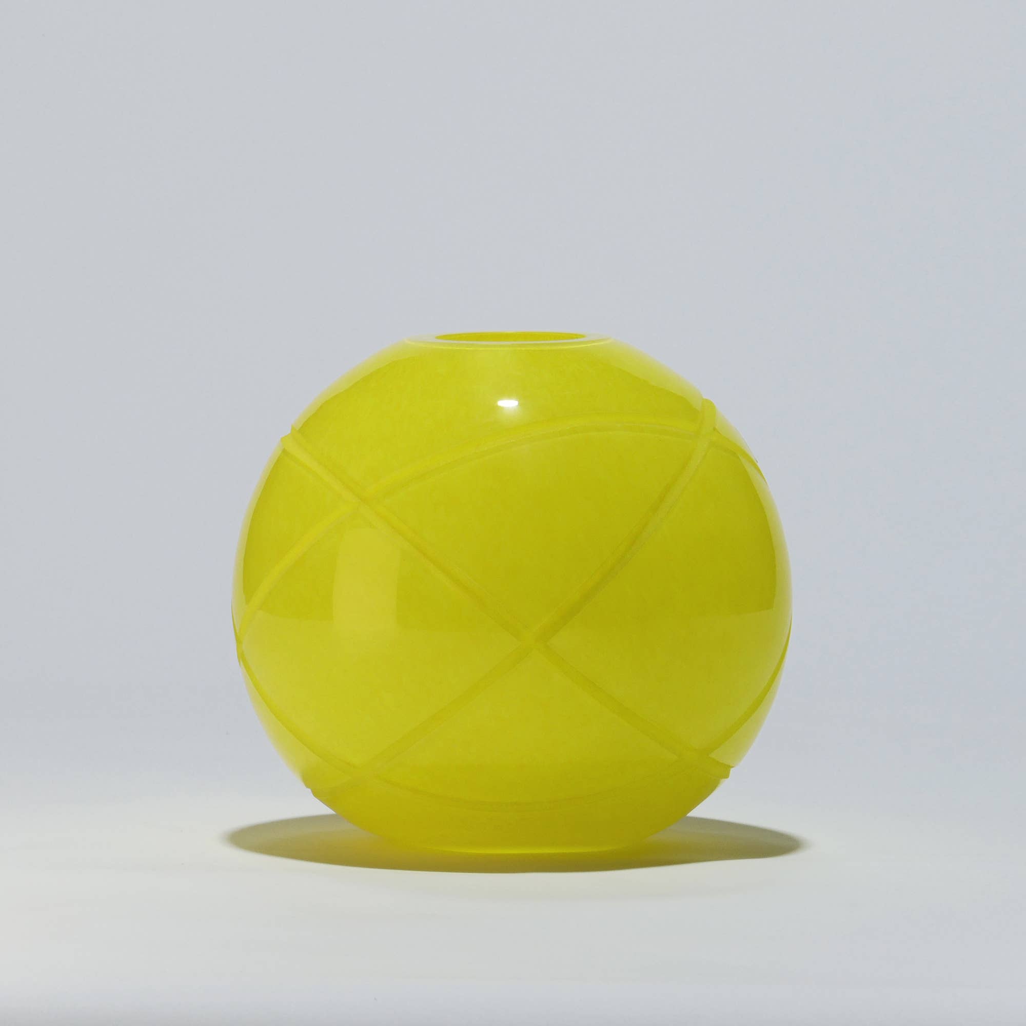 Glasscor | Hand∙Blown Glass - Wholesale Decorative Tabletop Object - Armillary Sphere Jar | Yellow