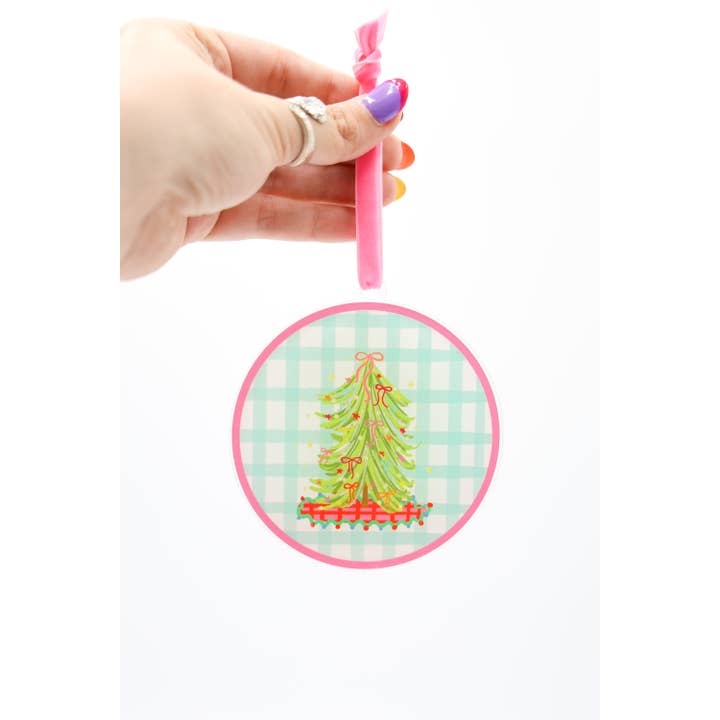 Bow Christmas Tree Acrylic Ornament for wholesale by Doodles By Rebekah