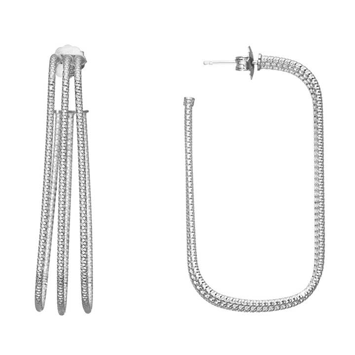 Trio Oval Shape Silver Tube Earrings @224 for wholesale by ORUS BIJOUX