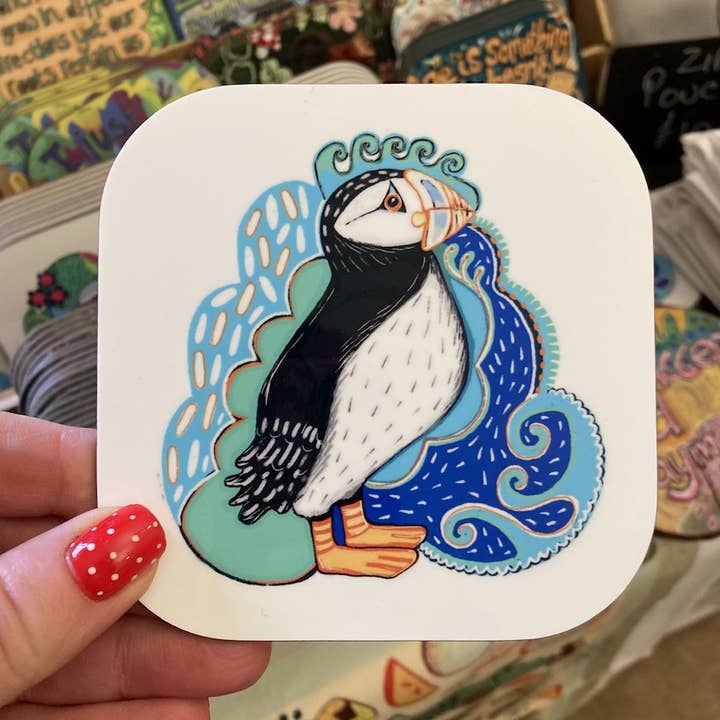 Puffin Coaster, Sea Birds, Puffin Lover Gifts for wholesale by Slumbermonkey Designs