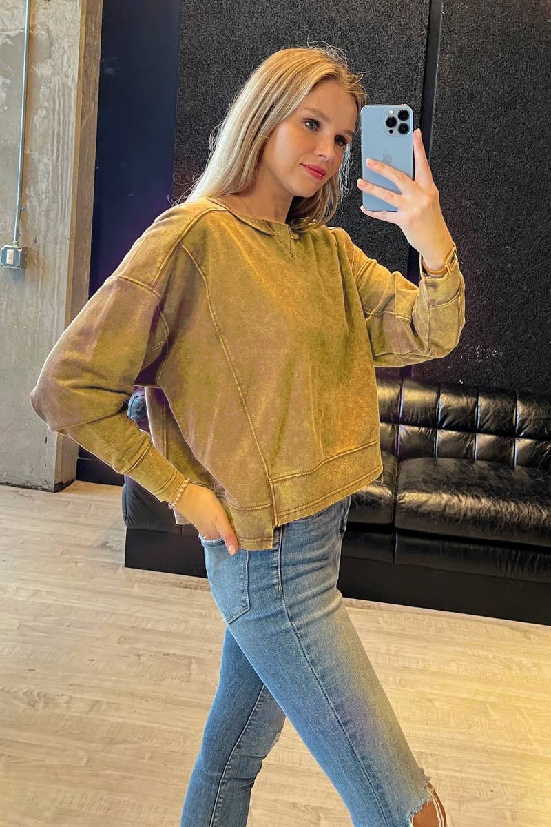 42POPS – Großhandel Sweatshirt – Damen – , French Terry Gewaschene Crop Pullover Kollektion5