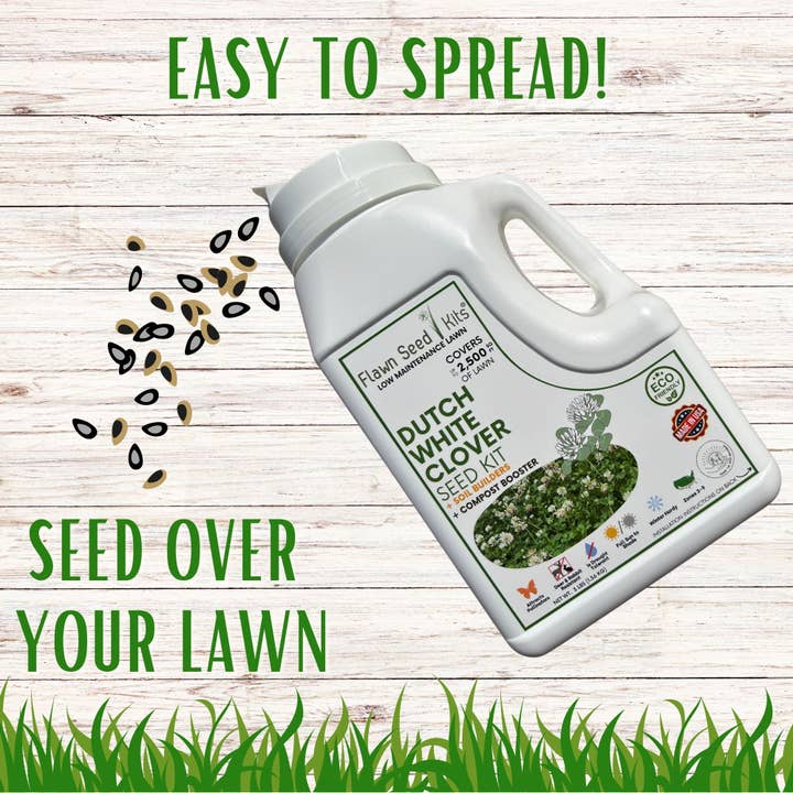 Flawn Seed Kits - Wholesale Plant Seeds - Dutch White Clover Seed Kit Easy Spread Shaker