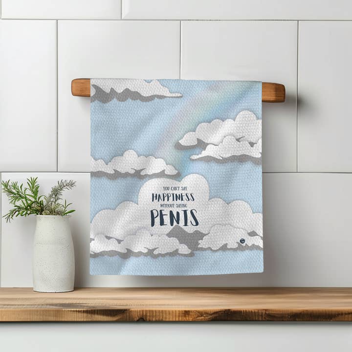 Twisted Wares - Wholesale Tea Towel - Happiness Penis Kitchen Tea Towel 4 Pack