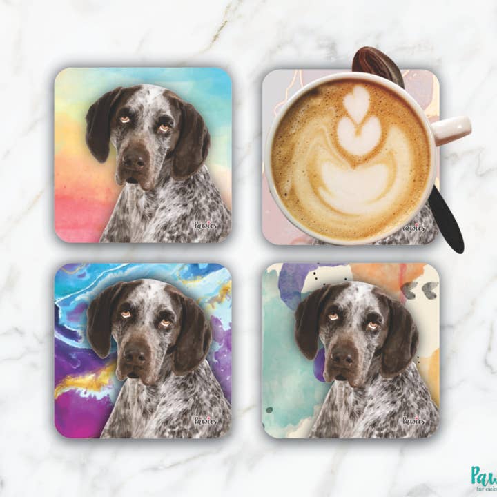 Ensemble de 4 sous-verres Pointer à poil court, allemand pour la vente par pawies