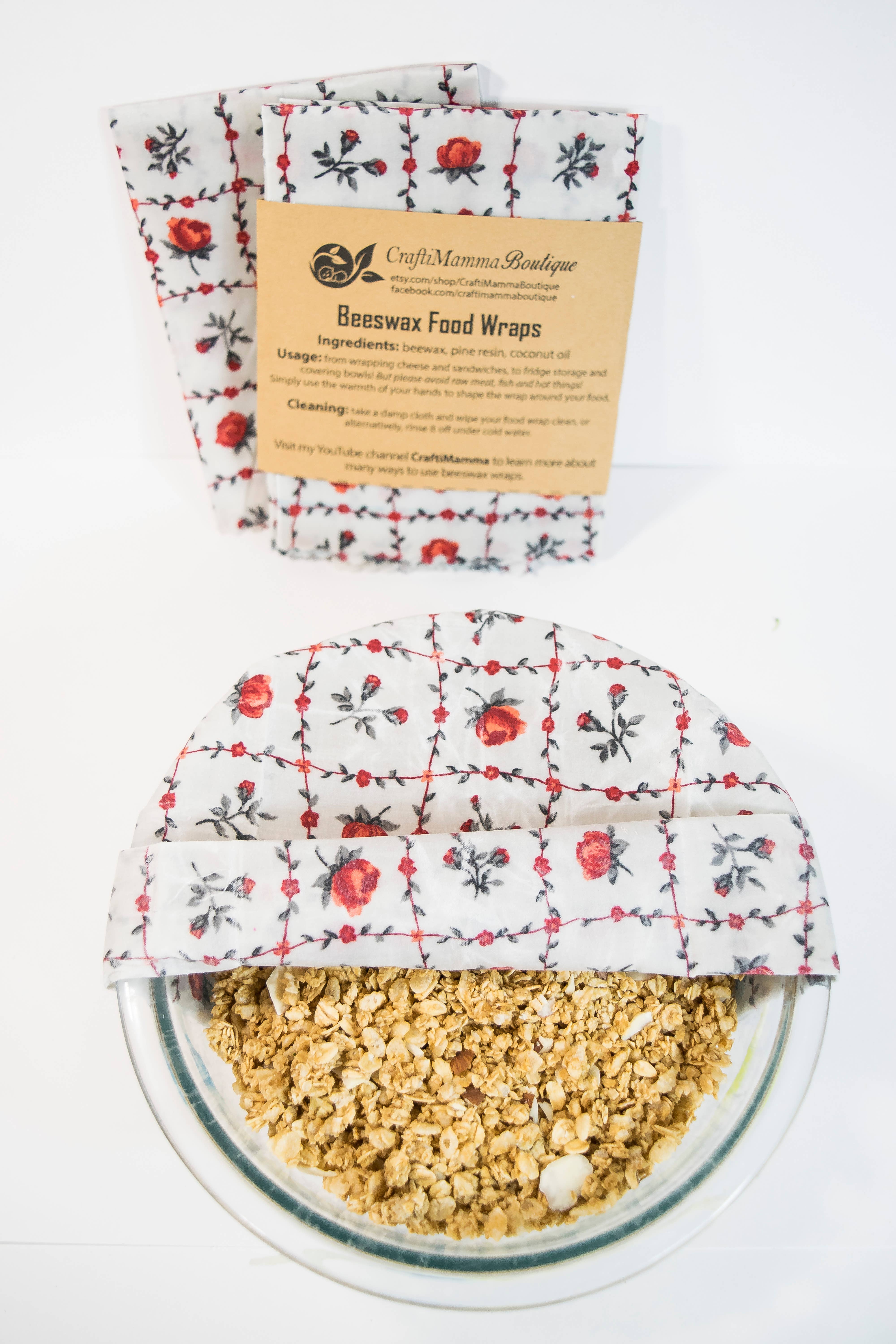 GreenLife Apothecary - Wholesale Food Storage Wrap/Bag - 3 PACK Beeswax Food Wrap, Random Pattern, eco friendly10