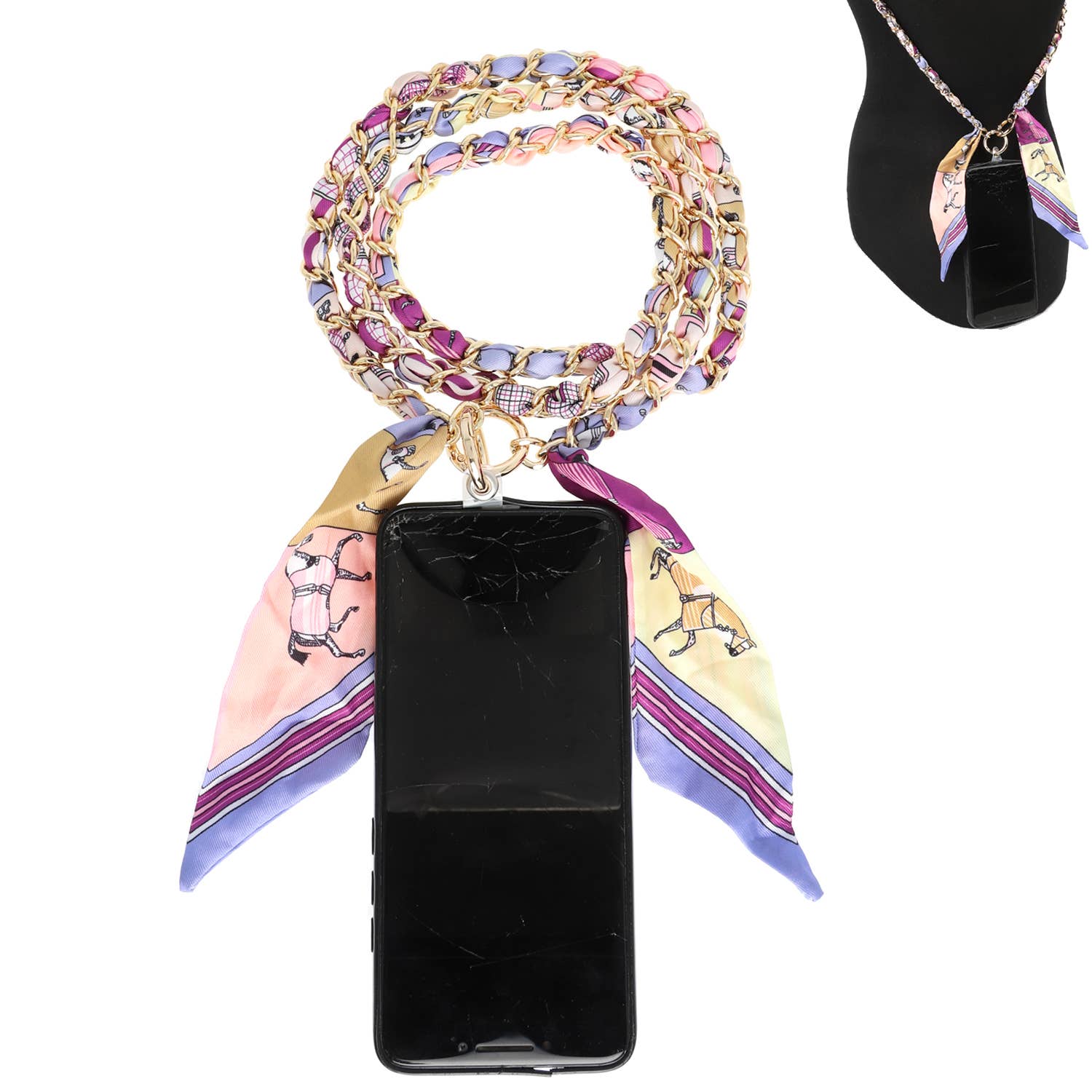 SP Sophia Collection - Wholesale Phonecase Strap - Printed Scarf Cellphone Crossbody Attachment5