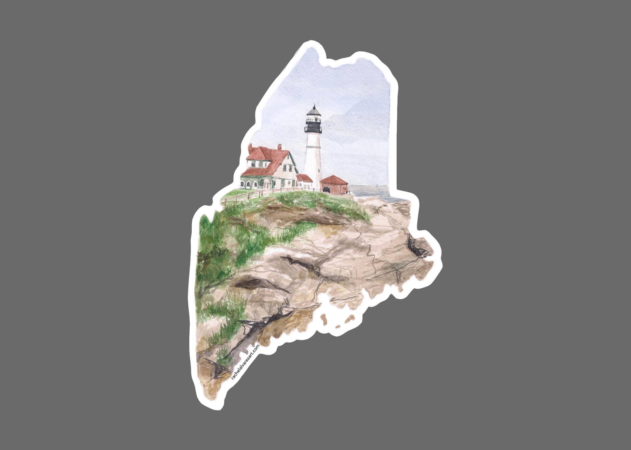 Rachel Alvarez Art - Wholesale Sticker - Portland Head Lighthouse Maine State Decal - Large1
