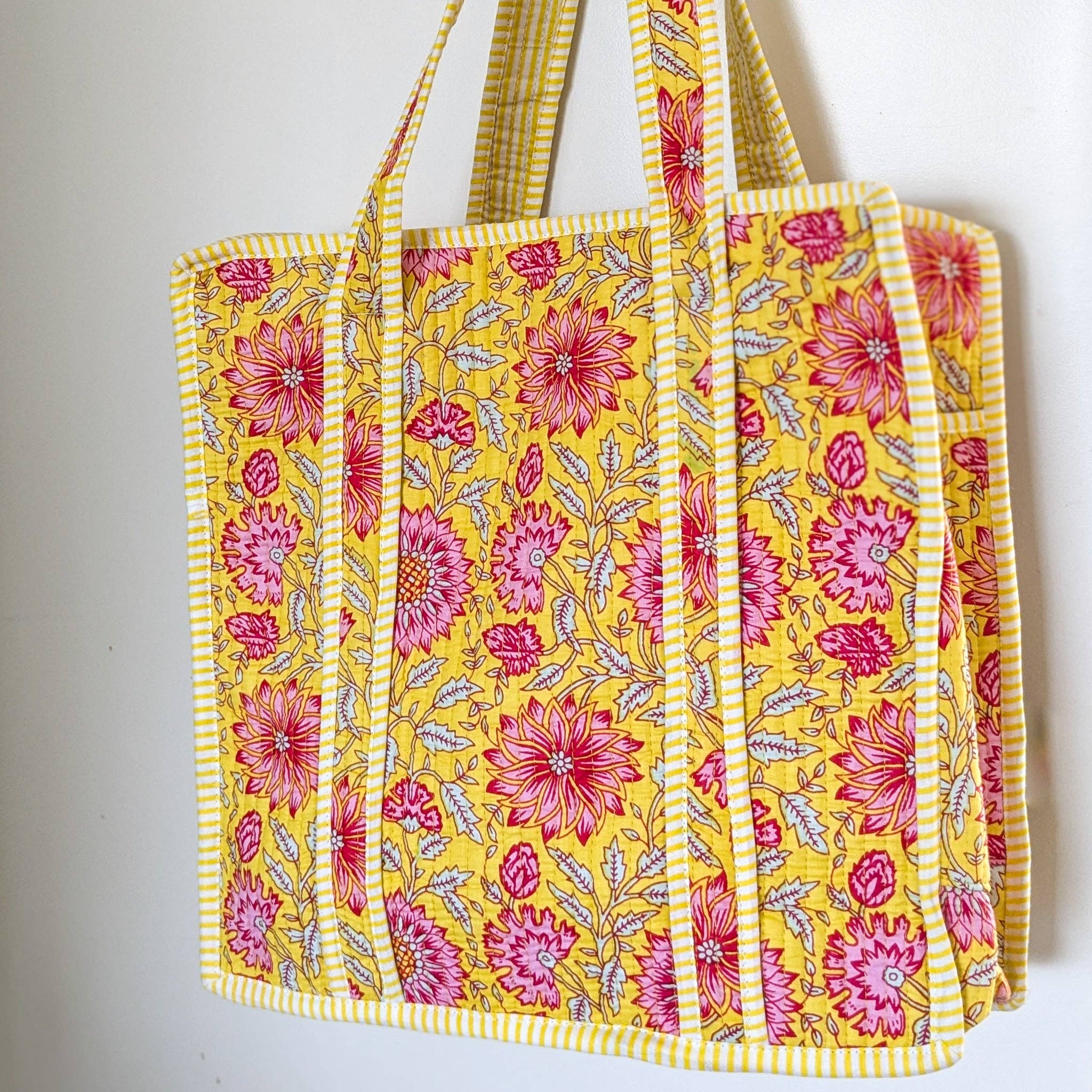 Shakti.ism - Wholesale Tote Bag - Women's - Quilted Market Tote Bags: Colourful Screen Printed Kantha Tote Bags, Ethically Handmade in India1