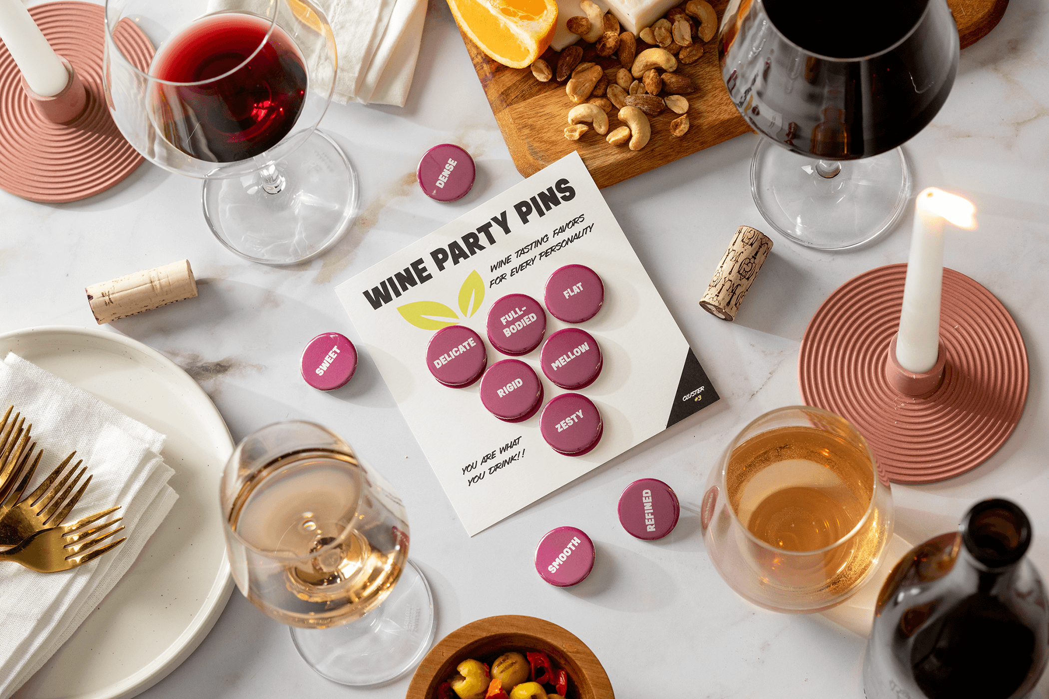 Questionable Designs - Wholesale Lapel Pin/Button - Wine Party Pins-Cluster5