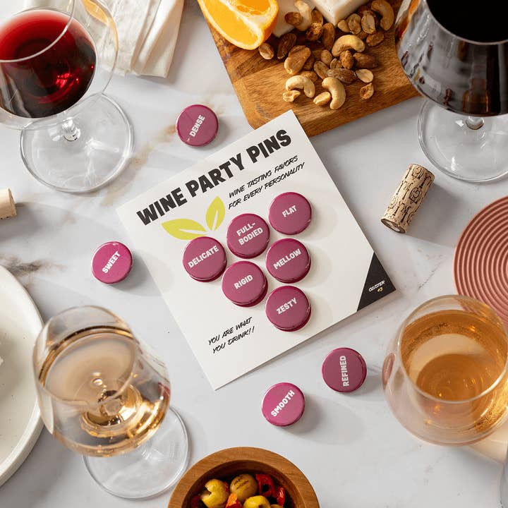 Questionable Designs - Wholesale Lapel Pin/Button - Wine Party Pins-Cluster5