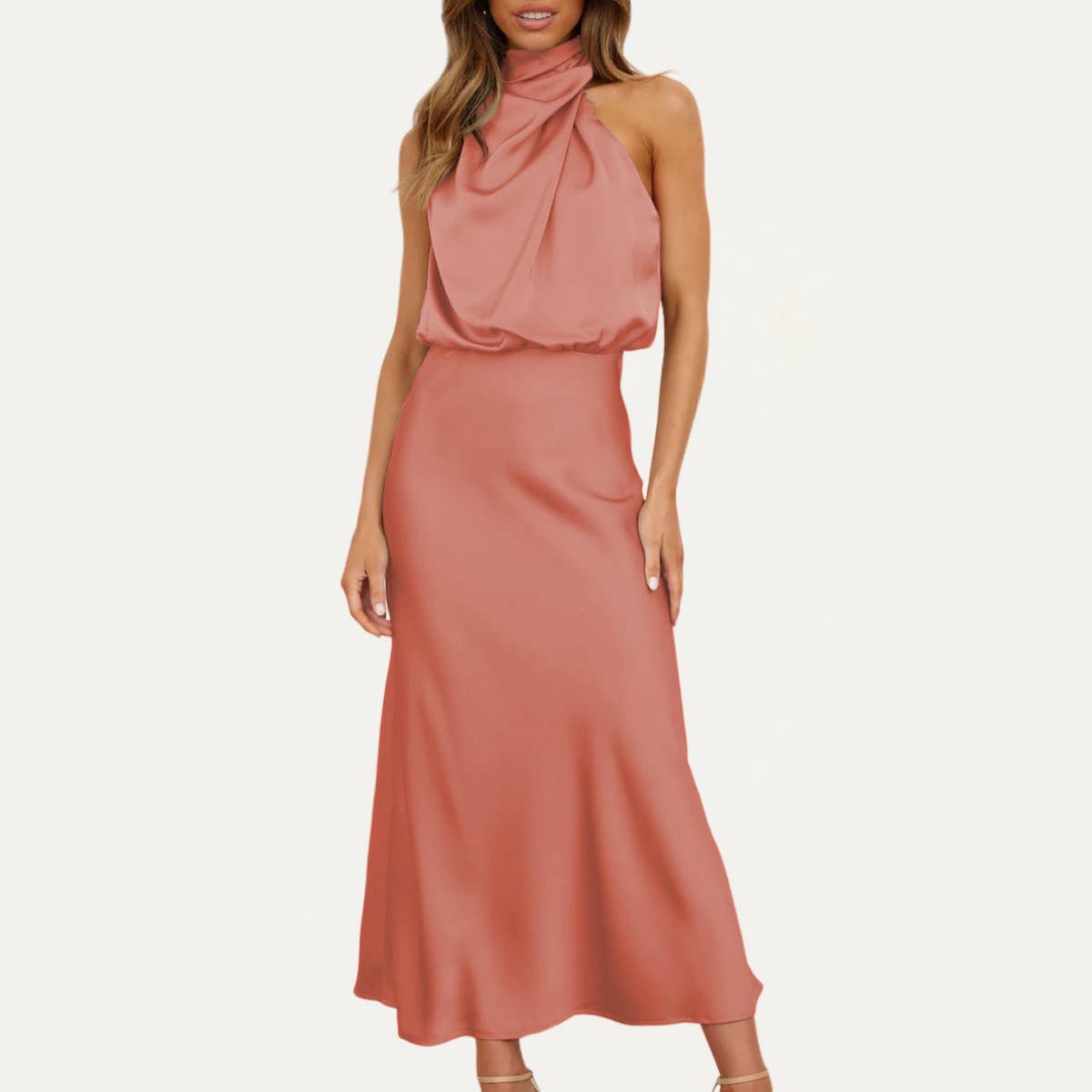 The Moment Collection – wholesale Klänning - Dam – Helt fantastisk One-Shoulder Halter Formell Midi Klänning9