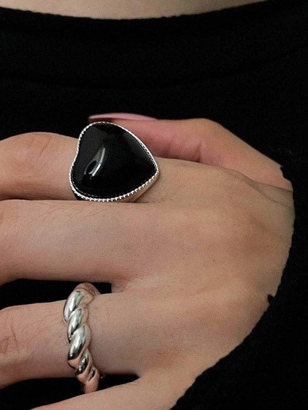 BLACK Adjustable Heart Shape Rings Accessories for wholesale on Faire5
