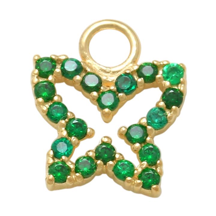 Copia del ciondolo pendente a forma di farfalla verde in oro giallo massiccio 10 carati per la vendita all'ingrosso da parte di Zahav Jewelry