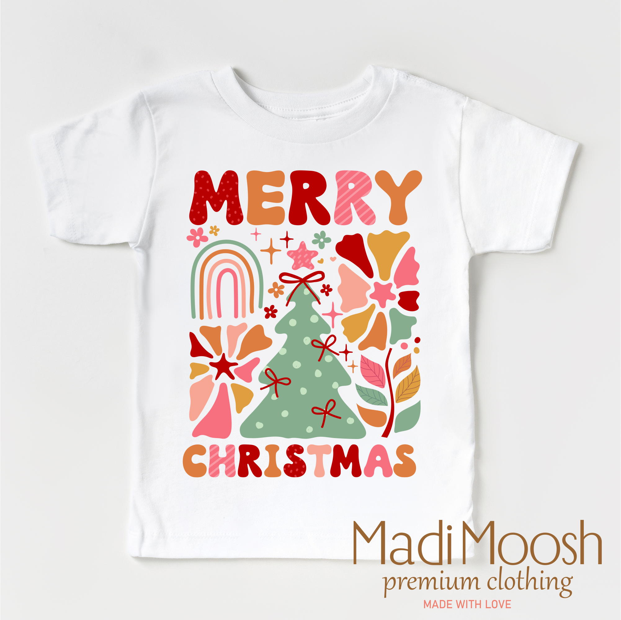 Madi Moosh - Wholesale Screen Printed T-Shirt - Kids - Merry Christmas Boho Shirt  - Christmas Tee1