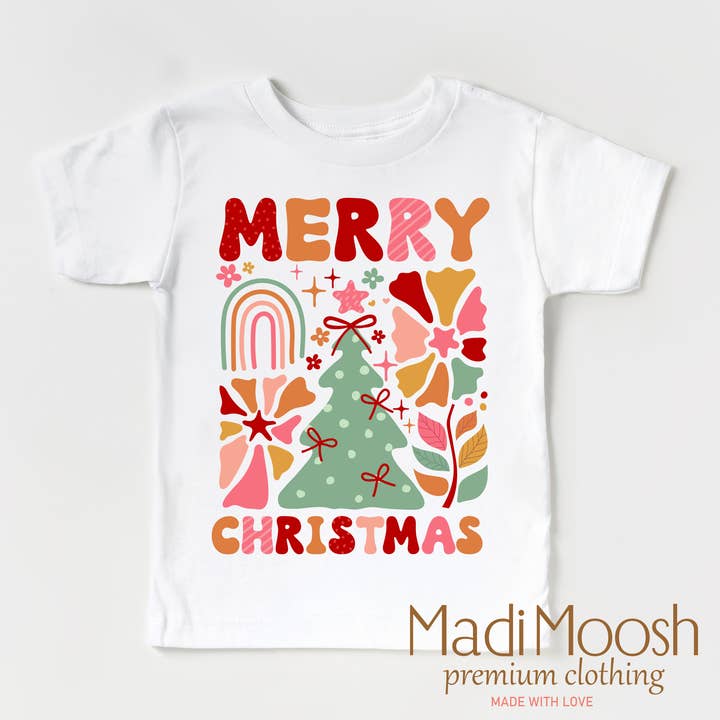 Madi Moosh - Wholesale Screen Printed T-Shirt - Kids - Merry Christmas Boho Shirt - Christmas Tee1