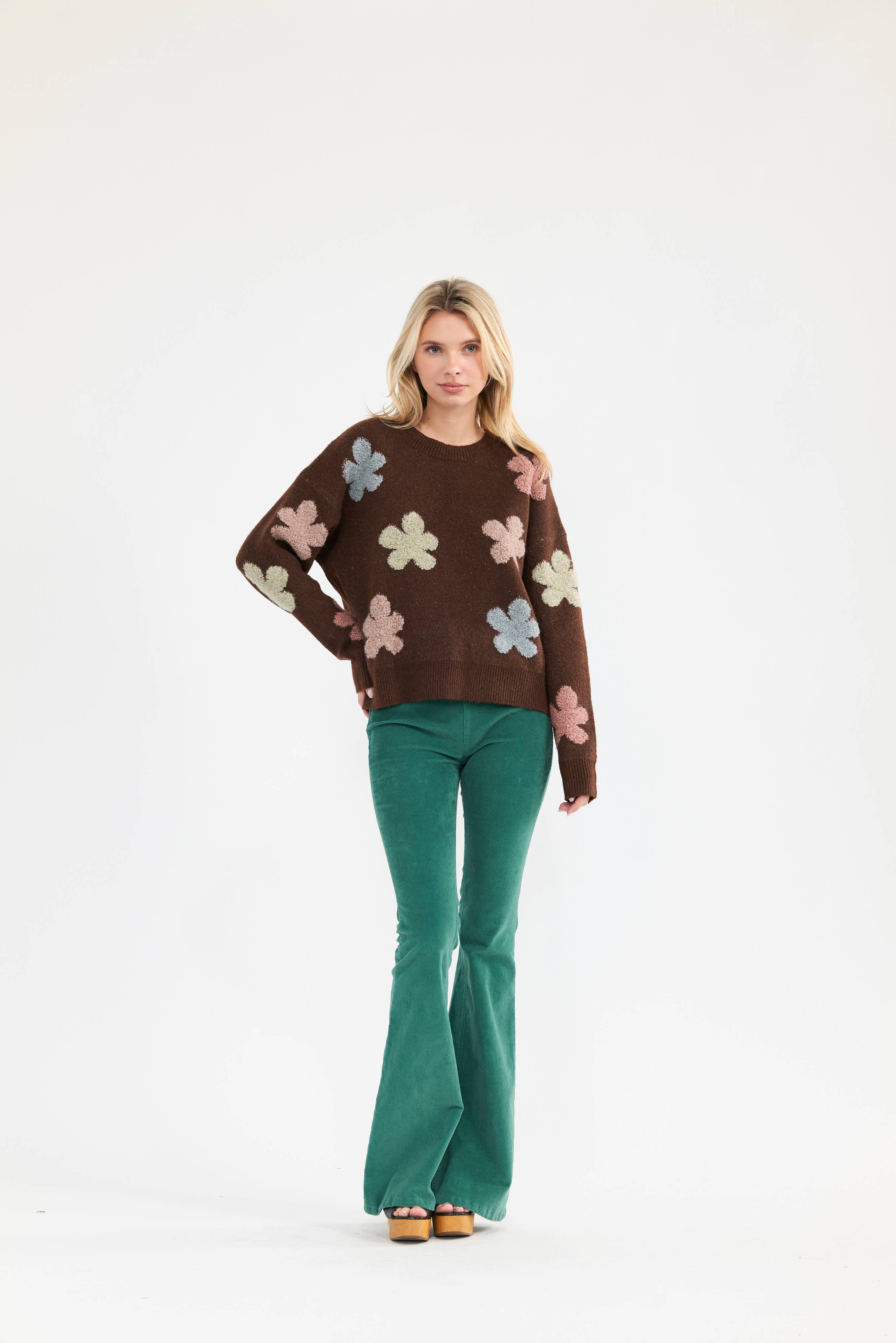 Newbury Kustom - Wholesale Knit Sweater - Women's - 11336-Multi-Color Flower Knit Sweater3