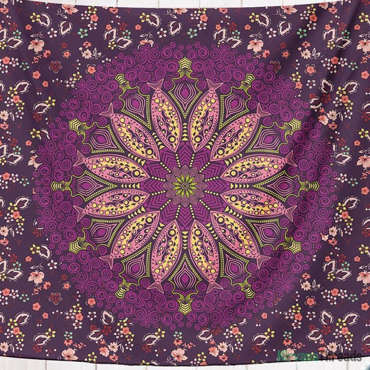 Nirvana Threads - Wholesale Tapestry/Textile - Purple Flower Mandala Tapestry