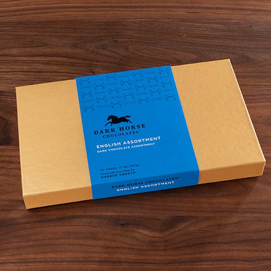 Harbor Sweets Chocolates - Wholesale Chocolate Box - Dark Horse Chocolates English Asst. in Dark Chocolate 24 pcs1