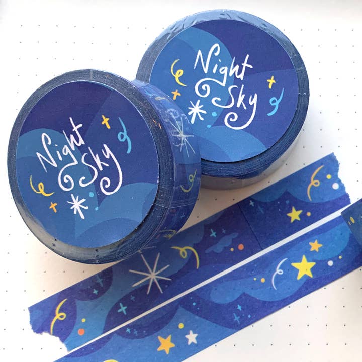 Cute Night-Time Star Washi Tape for wholesale by illumerie