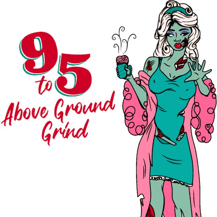Zombie Girl 9 to 5 Grind Sticker for wholesale by The Moxi Poppy LLC