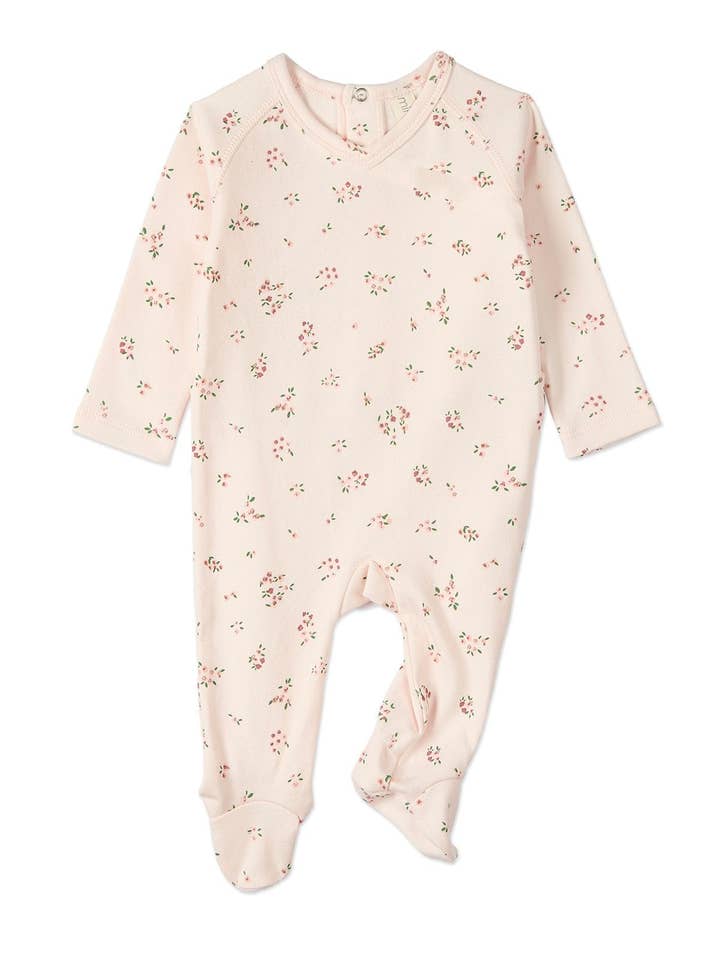 Soft Pink Cameo Florals Footie for wholesale on Faire