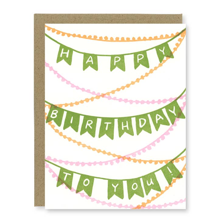 Happy Birthday Banner Card | Letterpress Birthday Card and other Purchase Wholesale kindred row. Free Returns & Net 60 Terms on Faire trending on Faire.