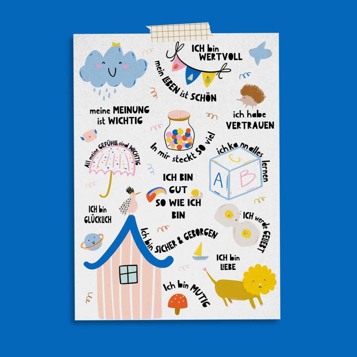 Affirmation Card "Colorful World" for wholesale by Modern Kids Art