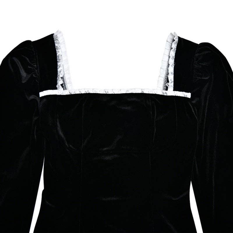 SVART Långärmad figursydd t-shirt med fyrkantig halsringning för wholesale på Faire6