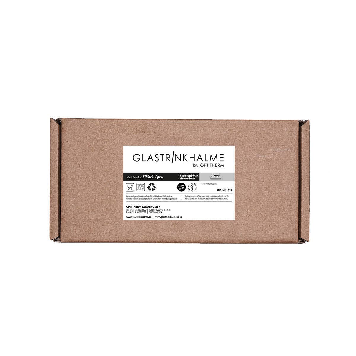 50 grey glass drinking straws “jack of all trades” (20 cm) +cleaning for wholesale on Faire4