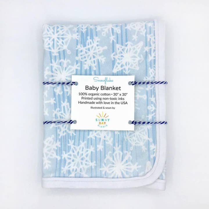 Sneeuwvlok babydeken van biologisch katoen voor wholesale door Sunny Day Designs