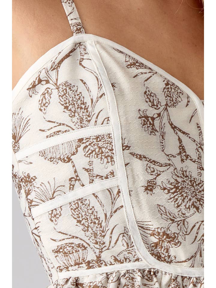 Cream Mocha Sandi Jacquard Mini Dress for wholesale on Faire