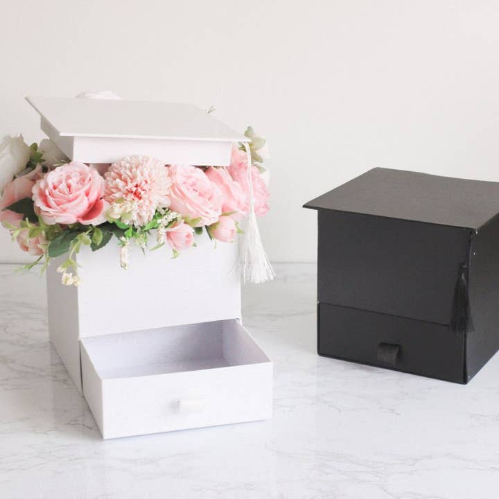Square Graduation Hat Flower Box with Drawer for wholesale by Elegant Design Supply