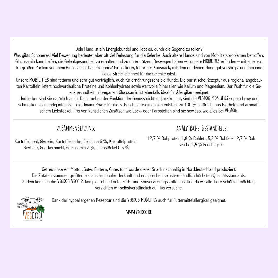 VEGDOG - Wholesale Hondenkoekjes - Hond - MOBILITEITEN 115g6