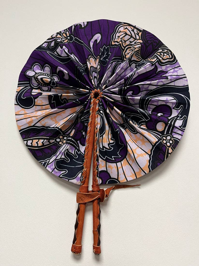 High crafty – wholesale Handheld folding fan – Colorful Fabric Fan | Handmade Folding Fan with Leather Hand1