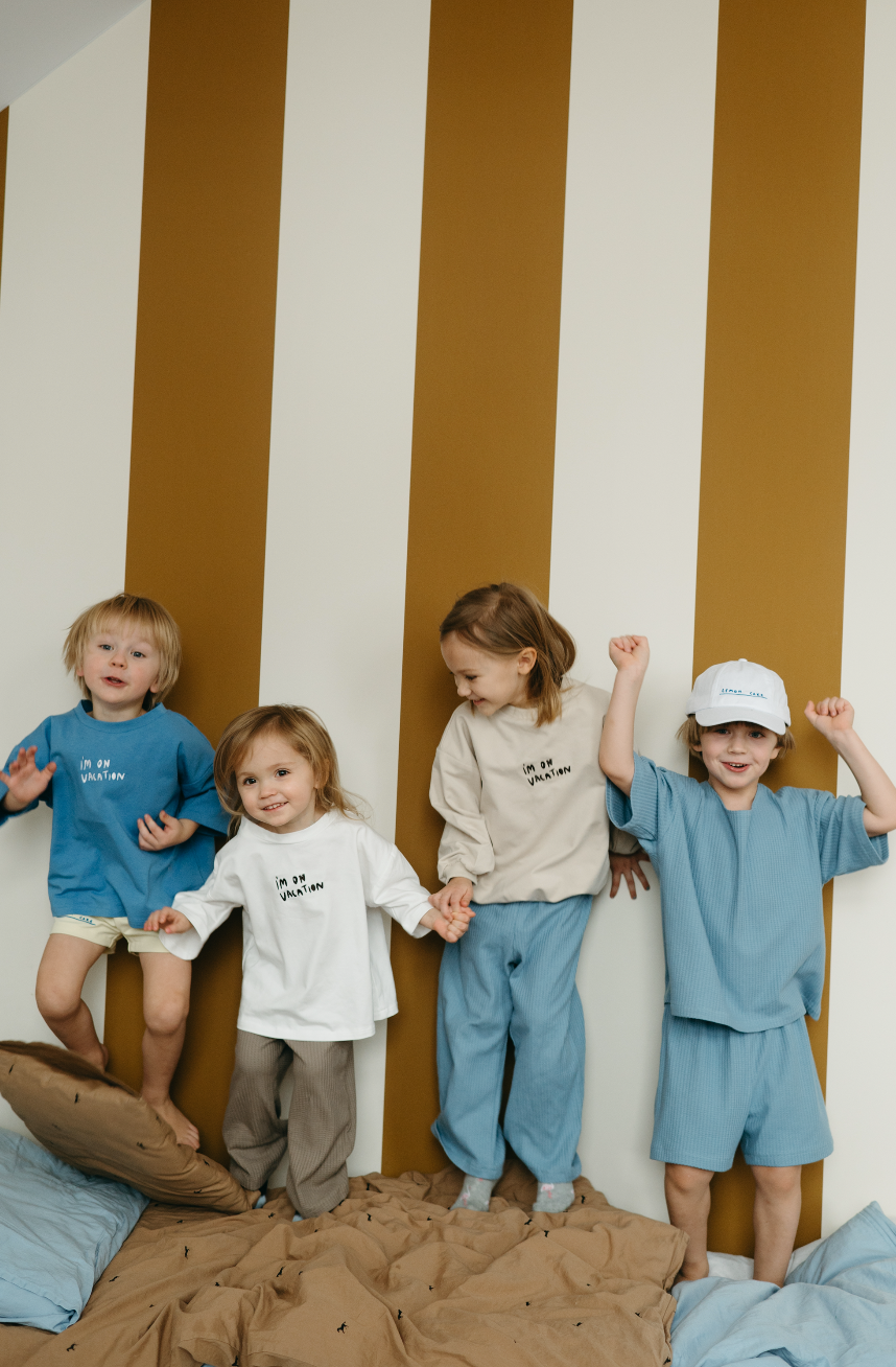 millawkids – wholesale T-shirt - Barn – Bred blå våffla tee2
