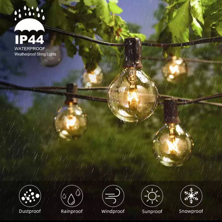 OutdoorSolarOutlet – wholesale String lights – Outdoor String Light-25 Feet G40 Globe Patio Lights with 26 Edison Glass Bulbs Waterproof Connectable Hanging Light