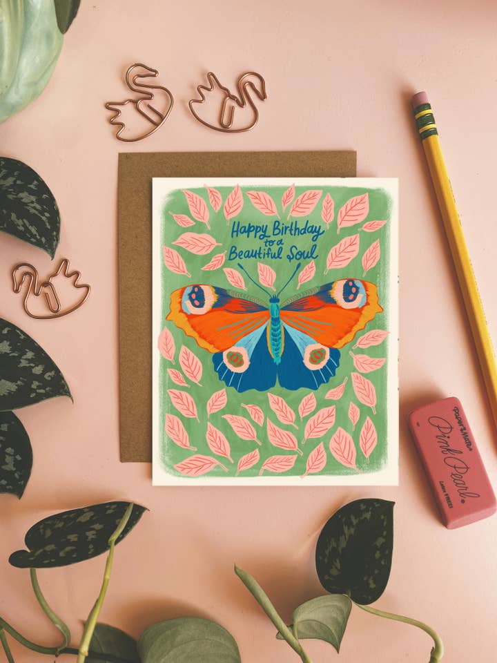 Happy Birthday to a Beautiful Soul - Greeting Card for wholesale by Dream Folk Studio